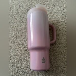 Insulated tumbler pink metallic w/ Taylor Swift Straw covers and accessory NEW